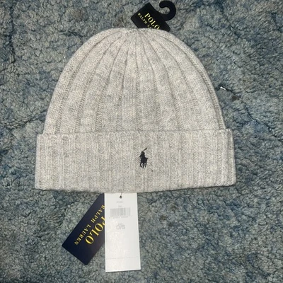 Polo Ralph Lauren Men's Size O/S Grey Signature Grey Wool Blend Cuffed Beanie - Image 1 of 4