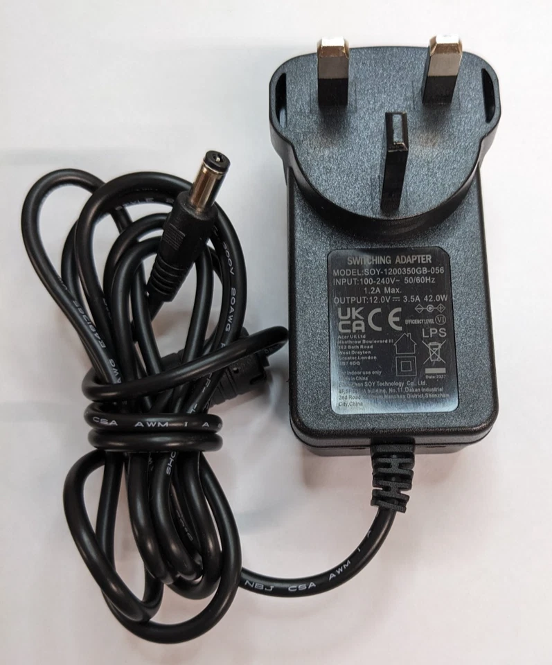 ACER SOY-1200350GB-056 MONITOR POWER SUPPLY UNIT 12.0V 3.5A 100-240V - Image 1 of 1