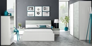 Cabecero de matrimonio, cabezal y mesitas moderno Blanco y Gris Cemento, Tekkan - Imagen 1 de 6