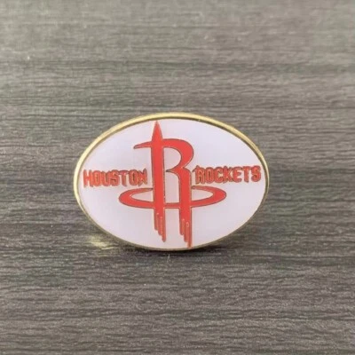 VINTAGE STYLE HOUSTON ROCKETS NBA LAPEL PIN W/BONUS SILVER STORAGE BAG... - Image 1 of 2
