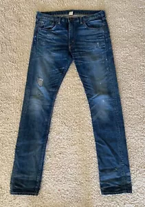 RRL Distressed Repaired Japanese Slim-Stretch Selvedge Jeans - Picture 1 of 4