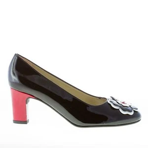 AZUREE CANNES Damenschuhe Black Lack Leather OPTIMA pump with flower - Bild 1 von 7