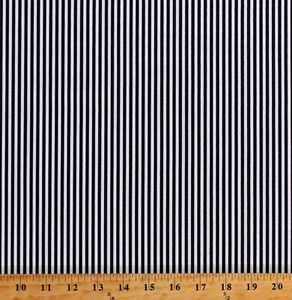 Cotton Black and White 1/8" Stripes Dutch Striped Fabric Print by Yard D577.36 - Picture 1 of 1