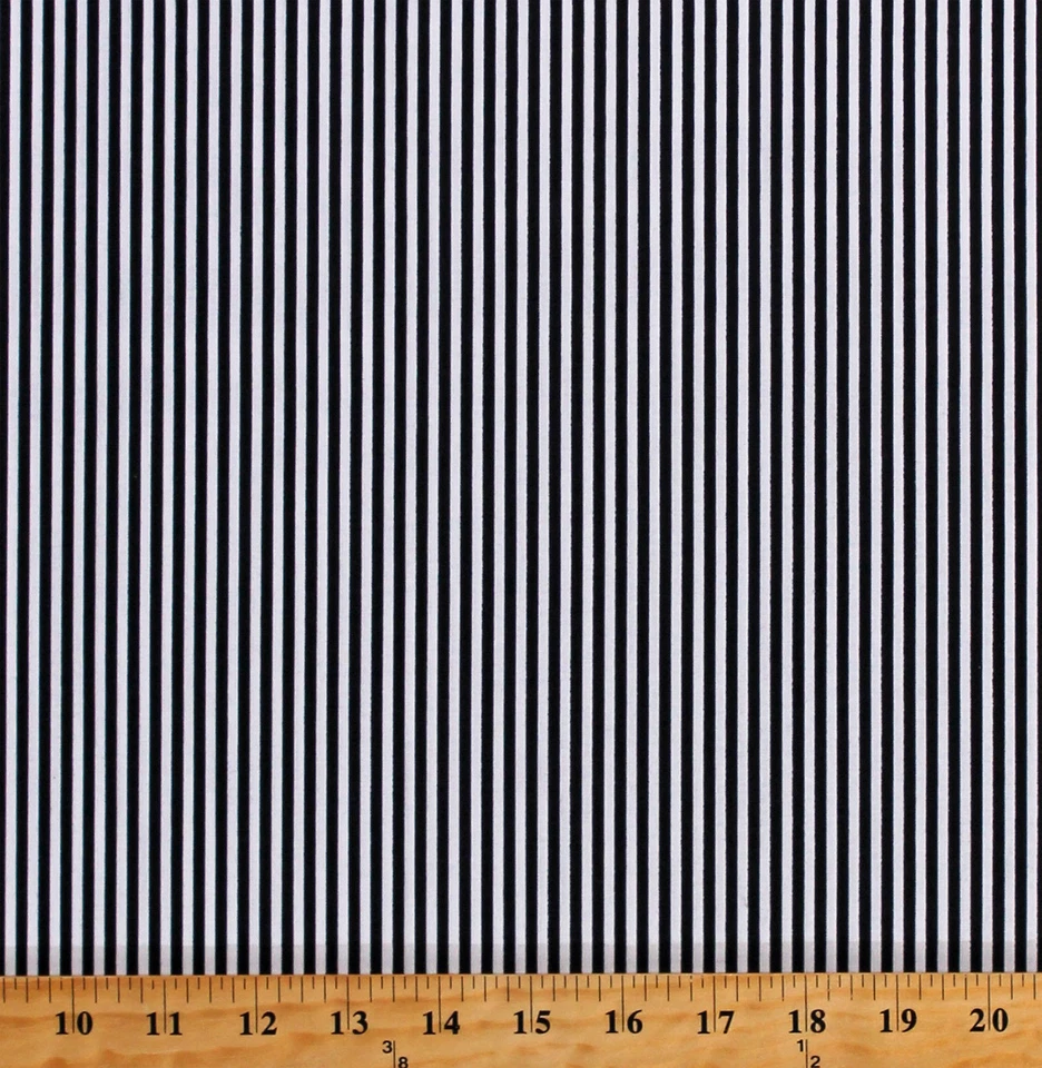 Algodón Blanco y Negro 1/8" Rayas Holandés Rayas Tela Estampado por Yarda D577.36 Foto 1 de 1