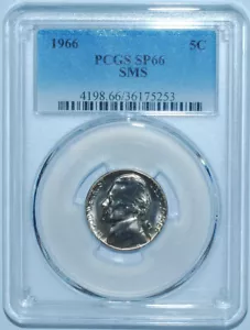 1966 PCGS SMS MS66 SP66 Jefferson Nickel - Picture 1 of 2