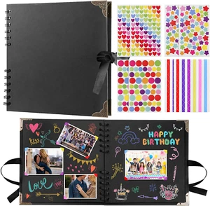 Scrapbook Photo Album Book 60 Pages 8 X 8 Inch Thick Kraft DIY Scrap Book Presen - Picture 1 of 11