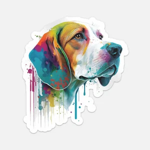 Adesivo testa cane Beagle colorato paraurti auto vinile - Foto 1 di 4