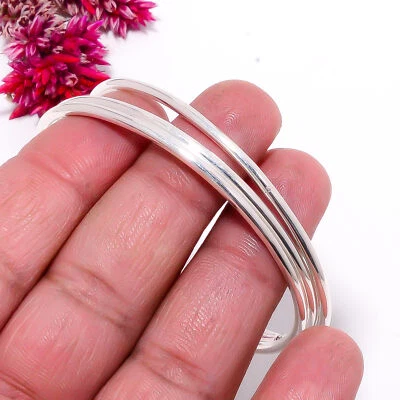 Juego de 3 Brazaletes Bohemios de Plata de Ley 925, Apilables Finos Plata Joyería Hombre Foto 1 de 4