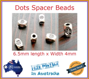20x Antique Tibetan Silver Metal Spacer Beads 7 Dots 6.5mm x 4mm - Picture 1 of 3