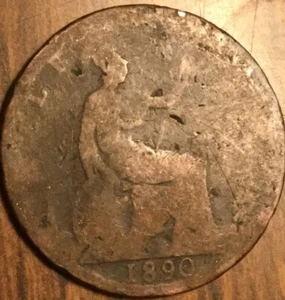 1890 UK GB GREAT BRITAIN HALF PENNY COIN - Picture 1 of 2
