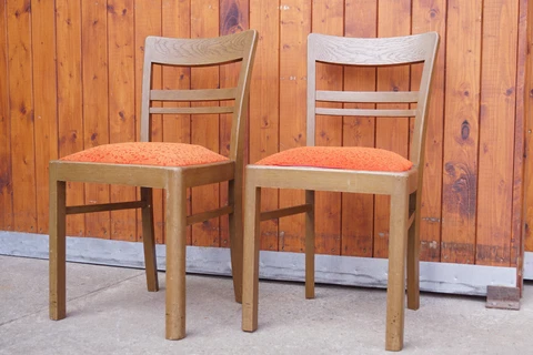 Dining Room Chairs Art Deco 2 FT Set Padded Bauhaus Wood Antique 30er 3 Cover