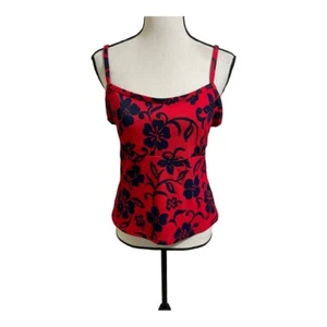Maxine of Hollywood Damen Tankini Badeanzug Oberteil. Geblümt rot blau Gr. 16 - Bild 1 von 8