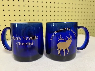 2 tazas de café Rocky Mountain Elk Foundation vidrio azul Sierra Nevada Chapter Foto 1 de 4