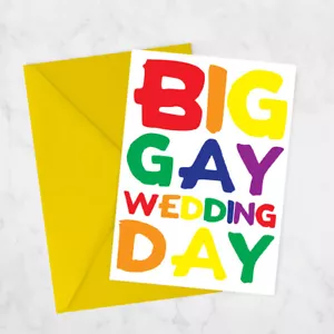 Big Gay Wedding Day Card, LGBT Pride Card, carte matrimonio omosessuale Lesbiche Gay - Foto 1 di 5
