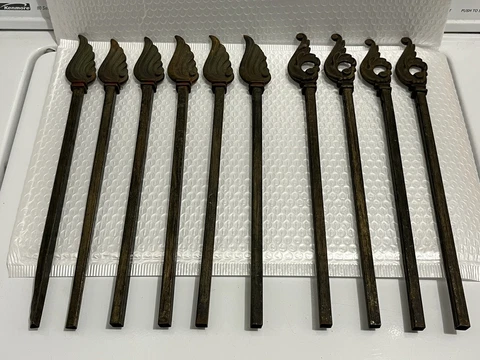 Vintage Victorian Iron Finials Metal Inserts Attached Architectural Salvage Cover