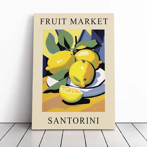 Lemon Santorini Fruit Market Exhibition Canvas Wall Art Print Framed Picture - Foto 1 di 5