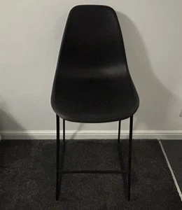 4 x Bar Chairs, High Kitchen Chairs, Black Plastic, Seat Height 75cm, Collection - Picture 1 of 12