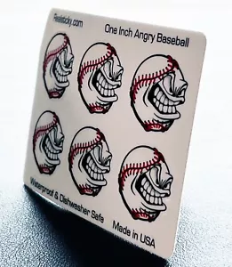 Baseball Helmet Sticker Pack Love Mini Angry Base Ball Decal Phone Laptop 1 inch - Picture 1 of 3