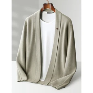 Autumn New Men's V-neck Cardigan Knitted Bottom Wool Sweater Business Wool Coat - Picture 1 of 10