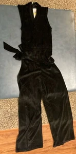 Michael KORS Women’s M Black Sparkly Sleeveless V-Neck Belted Jumpsuit NWT $165 - Foto 1 di 8