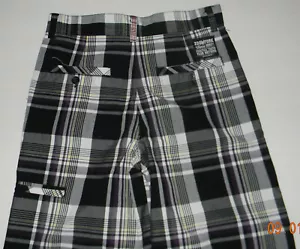 PANTALONES CORTOS A CUADROS ZOO YORK niños negros blancos* 16 nunca usados - Imagen 1 de 2