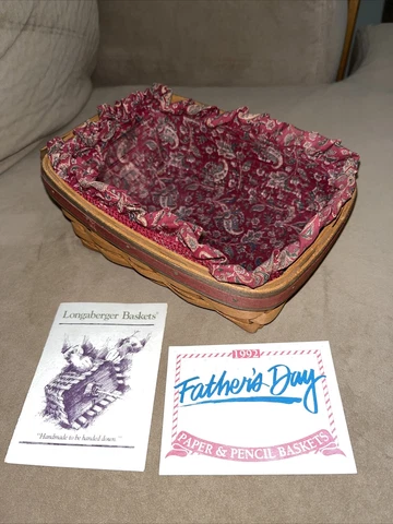 longaberger basket 1992 fathers day paper & pencil with prot & liner 7.5x5x3.5" Cover