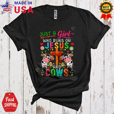 Just A Girl Who Runs On Jesus And Cows Flowers Christian Cross Farmer Shirt, Mug