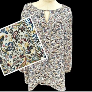 Túnica Top Collective Concepts Azul Borgoña Cachemira 1X AOP BOHO Carrera Caprichosa - Imagen 1 de 11