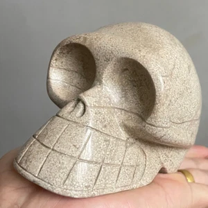 Calavera tallada de jaspe de granito grande de 4,5" Reiki energía curativa chakra decoración - Imagen 1 de 9