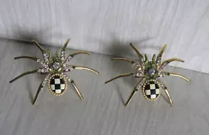 Mackenzie Childs Charlotte Spider Bead Rhinestone Halloween Napkin Rings READ - Picture 1 of 24