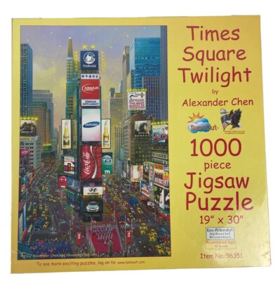 NEW Sunsout Jigsaw Puzzle, “Times Square Twilight” Alexander Chen NYC 1,000 pc - Image 1 of 4