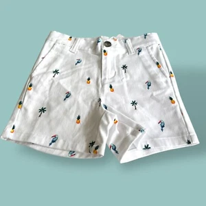 💛 Janie and Jack 💛 Pantalones cortos de sarga con estampado tropical para niños tucán piña 18-24 meses - Imagen 1 de 5