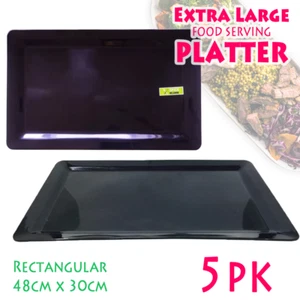 5x Large Melamine Serving Platter 48x30cm Black Serving Catering Tray Plate XL - Picture 1 of 2