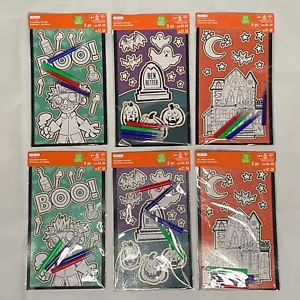 6 carteles para colorear de creatología de Halloween que brillan en la oscuridad con marcadores arte para niños NUEVOS - Imagen 1 de 12