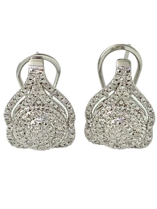 Sterling Silver Olivia Elegant Earrings with Diamond Omega Back - Picture 1 of 6