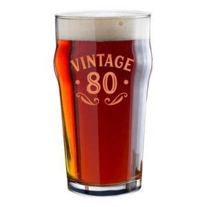 80th Birthday Pint Beer Glass Mug Age 80 Years Gift Present Funny Tankard 570ml - Picture 1 of 9