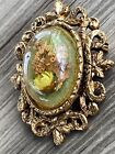 VTG Floral Bubble Gold Tone Costume Jewelry Brooch / Necklace Charm