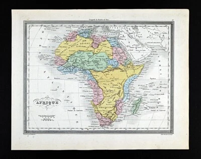1850 Vuillemin Map Africa South Cape Town Guinea Egypt Madagascar Morocco Congo - Image 1 of 4