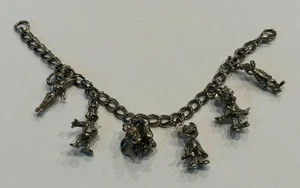 RARE Sterling Silver DISNEY CHARM BRACELET Tink Dumbo Mickey MINNIE Goofy Donal - Picture 1 of 4