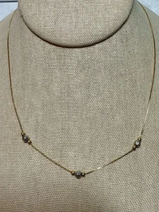 Collana Stazione Vintage Aurafin Oro Giallo e Bianco 14k Estate Gioielli - Foto 1 di 6