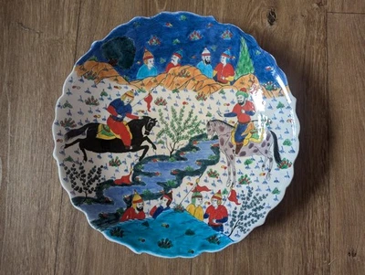 Kutahya Turkish Pottery Hand Painted Bowl Akdeniz Gini Signed By Ali B Ahmed 13" - Image 1 of 4