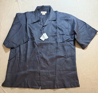 Camisa Daniel Ellissa Lino Adulto 2XL Azul Abotonada Manga Corta Campamento Hombres Nueva. Foto 1 de 4