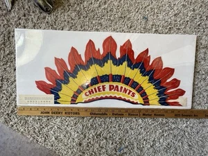 Vintage Original Chief Paints Indianer Indianer Kopf Kleid Band Hut Schild - Bild 1 von 5