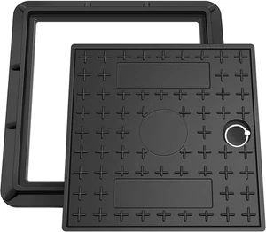 Tapa y base cuadrada sólida del tanque séptico 18 X 18 pulgadas Frp con asas Manhole Co - Imagen 1 de 6