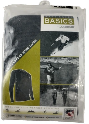 Polar Max Mens Small Base Layer Basics Multi-Purpose Crew Neck Gray Breathable - Image 1 of 4