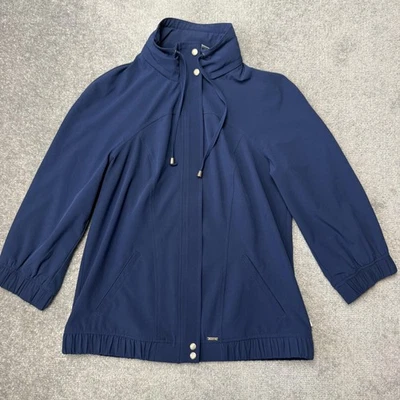 Chaqueta Chico's Zenergy para mujer 0 pequeña azul marino cuello alto elástica cremallera raglán a presión Foto 1 de 4