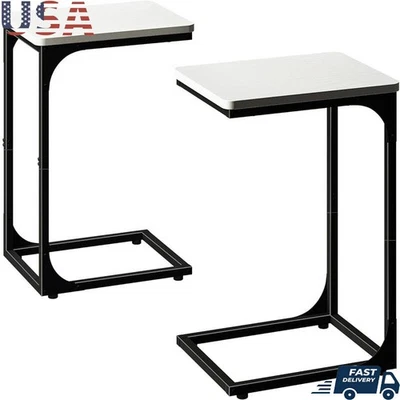 Juego de 2 mesas laterales en forma de C sofá moderno sala de estar MDF 20 lb espacios pequeños nuevo Foto 1 de 4