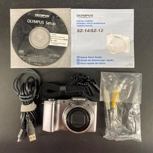 Olympus SZ-12 14MP Digital Camera 24x Optical Zoom HD Video Black W/ Wires & Box - Picture 1 of 15