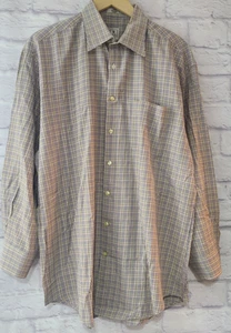 Peter Millar Casual Button Front Shirt Men's Size Large Wine Green Blue Plaid - Picture 1 of 6