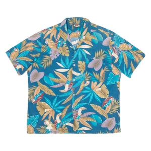 HAWAII BLUES Mens Hawaiian Shirt Blue Floral XL - Picture 1 of 6